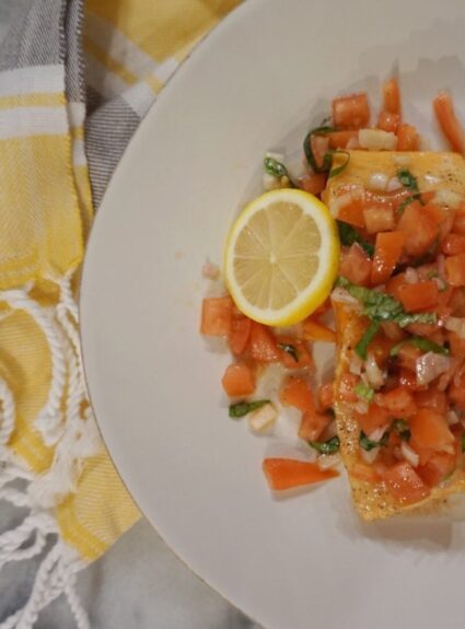 Oven Roasted Salmon with Fresh Tomato-Basil Relish