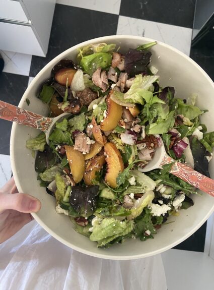 Balsamic Marinated Chicken with a Grilled Peach and Basil Salad
